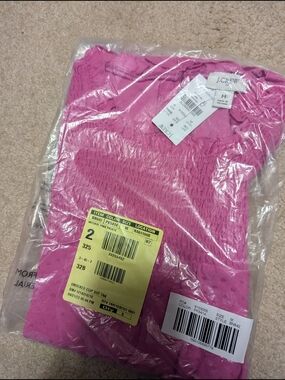 J. Crew Pink Smocked Short-Sleeve Top